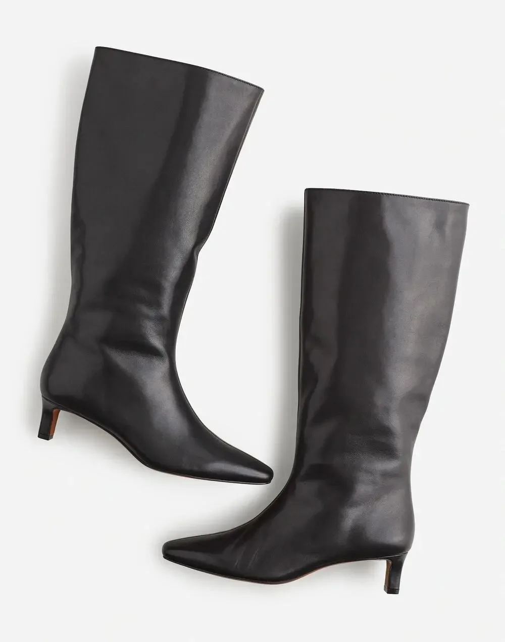Madewell The Dimes Kitten-Heel Knee-High Boot Extended Calf Leather Black Size 8